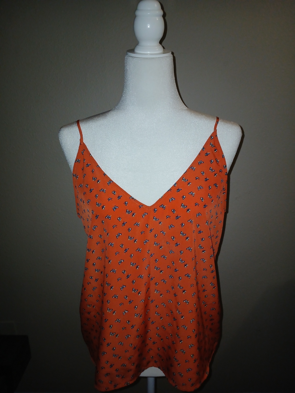 Abercrombie & Fitch Orange Butterfly V-Neck Spaghetti Strap Cami